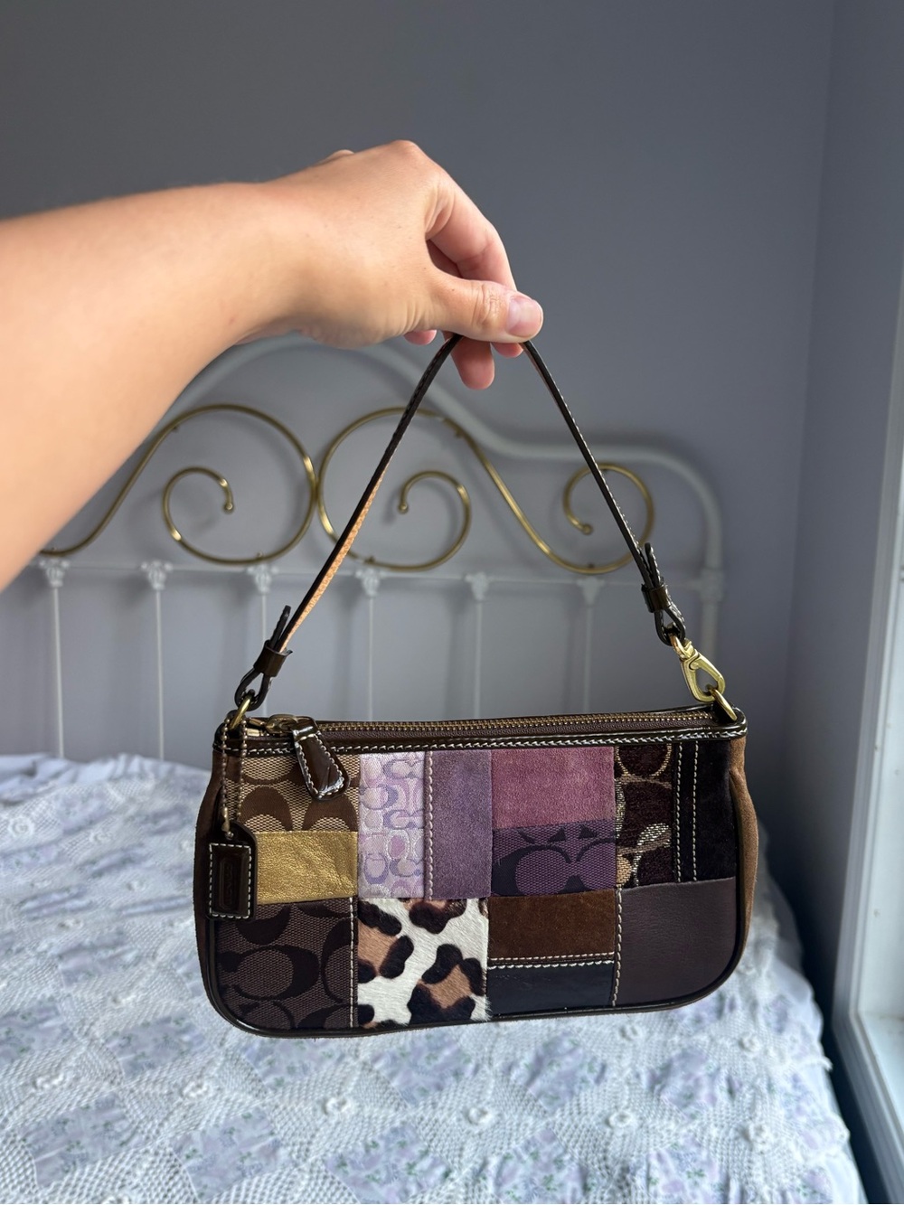 Rare Y2K Vintage Coach Leopard Haircalf Patchwork Demi Shoulder Bag